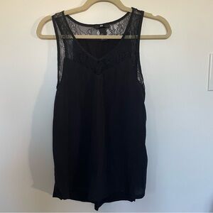 H&M Woman XS Black Tank Top Lace Whimsigoth Goth Grunge Sleeveless Lightweight